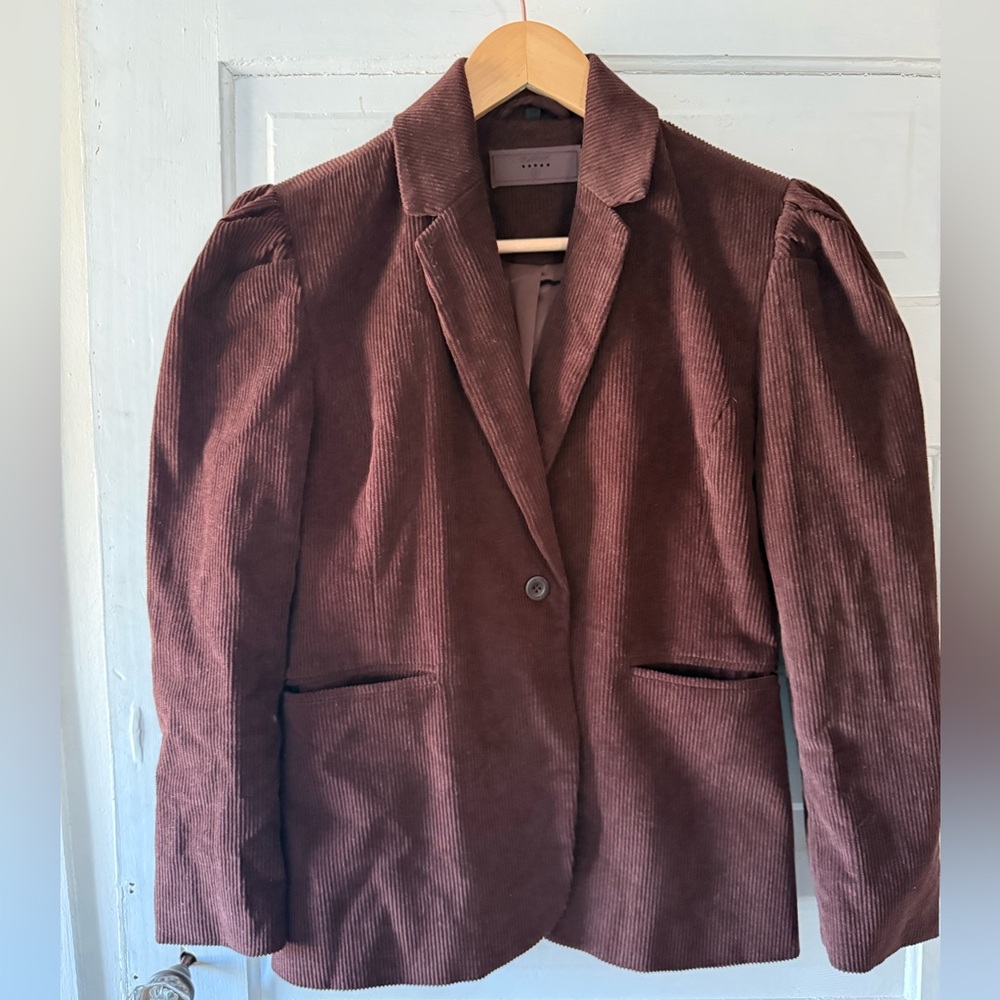 Blank NYC Chocolate Corduroy Puff Sleeve Blazer